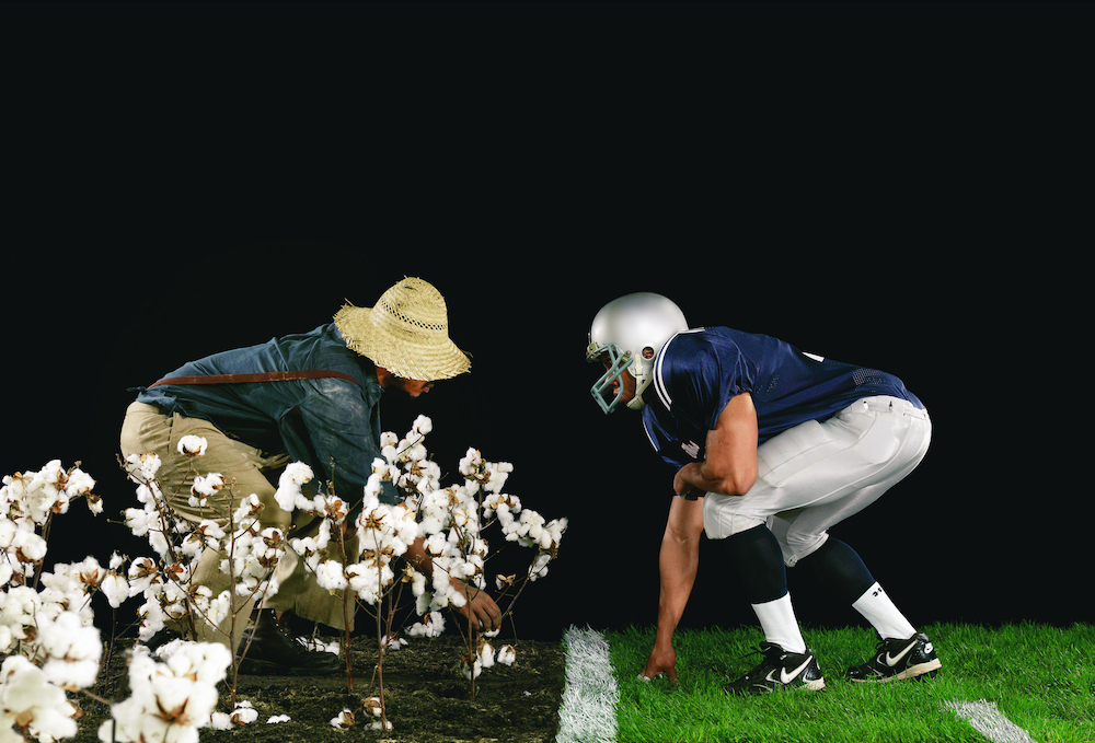 "The Cotton Bowl," from the series Strange Fruit, 2011. Digital c-print. 50 x 73 inches. © Hank Willis Thomas. Courtesy of the artist and Jack Shainman Gallery, New York. 